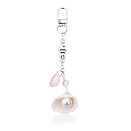 Seashell Shell Keychain for Girls Women Summer Ocean Beach Bag Charms for Handbags Tote Bags Accessories Charms for Women Girls Fish Beaded Keychain for Keys Purse Bag Y2K Keychains