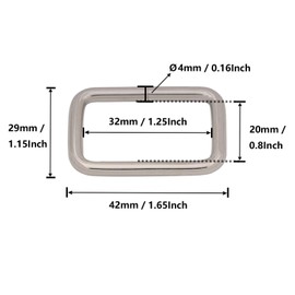 BIKICOCO Metal Rectangle Ring Buckles Square Strap Webbing Belt Rings for Bag Purse Non Welded 1-1/4 x 3/4 Inch, Silver, Pack of 20