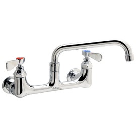 AA Faucet 8" Wall Mount Heavy Duty Faucet w/Swivel Spout for Commercial Kitchen Sinks, NSF Approved (16" Spout)