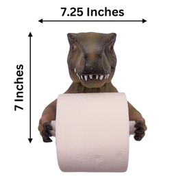 Whimsical T-Rex Toilet Paper Holder - 7" Wall Mounted Bathroom Decor