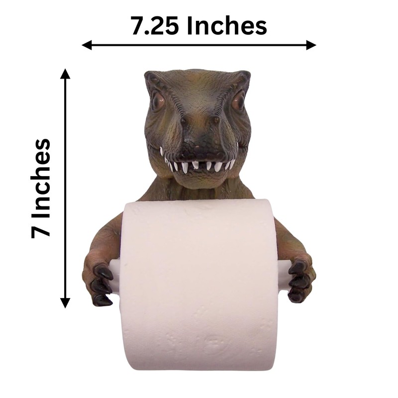 Whimsical T-Rex Toilet Paper Holder - 7" Wall Mounted Bathroom