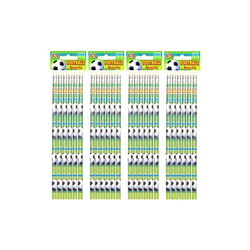 Playwrite Football Pencils - Pack of 24 Soccer Themed Pencils