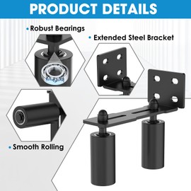 YogePote Heavy Duty Slide Gate Roller Guide with Steel L Rear Post Bracket, Adjustable Nylon Roller Guide, Rolling Gate Hardware kit for Sliding Door, Rolling Door, Wood Door (Black-1pc, 4in)