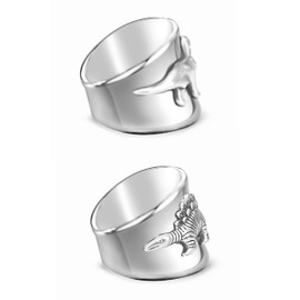 SWBRJ Antique Dinosaur Wide Band Ring,Retro S925 Sterling Silve Vintage Punk Biker Gothic Animal Thumb Index Finger Statement Band Ring Jewelry Gift for Women (B01_Stegosaurus&Tyrannosaurus Rex, 8)