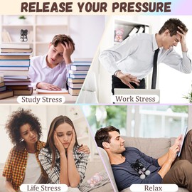 2pcs Big Squishy Cat Squeeze Toys, Kawaii Handmade Taba Squishies Toys Party Favors, Large Black Pink Kitty Fufu Squishy Sensory Fidget Toy Stress Relief for Kids Adults