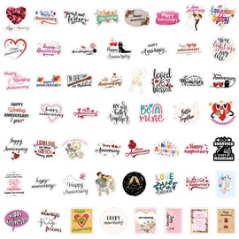 50pcs Anniversary Stickers for Adults, Happy Anniversary Quote Stickers for Helmet Tool Box Truck Vehicles Laptop Notebook Skateboard Motorcycle Bike Water Bottles (Anniversary)