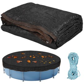 32.3 X 32.3 Ft Leaf Net Pool Covers for 24-30Ft Round Above Ground Pool, 35.5ft Winter Pool Mesh Cover with 100FT String Fits 24-30FT Above Ground Pools, Cover Size: 32.3 X 32.3 Ft（Square）