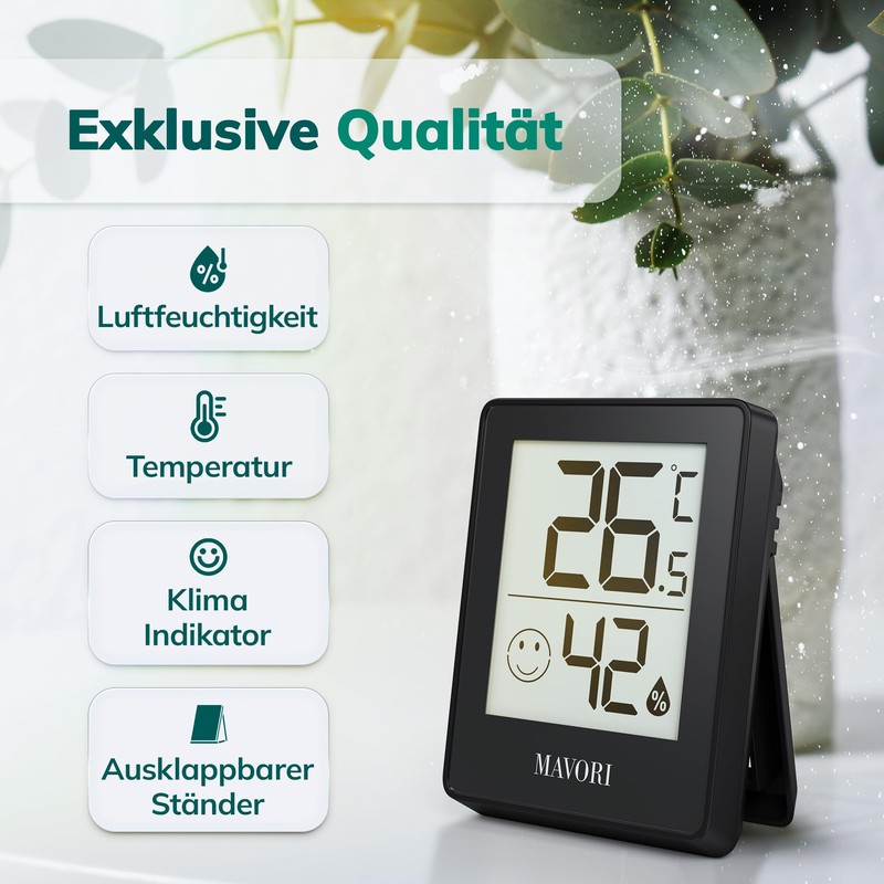 MAVORI® Digital Thermometer Hygrometer – Interior Temperature Meter and Humidity