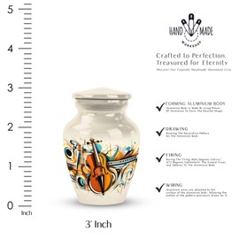 KARYLIZ Violine Funeral Small Urns for Human Ashes Keepsake - Decorative Miniature Urn for Adult Male - Music Lover Dad Urns for Human Adult Female - Mini Urn for Ashes 3 Inch
