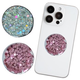 Set of 2 Circular Phone Grip Holder with Ring Stand, Finger Grip for Back of Phone - Compatible with Smartphones, Cases, Silver & Pink