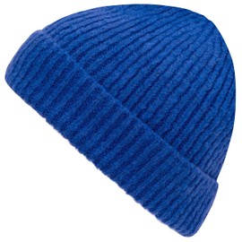 Lilax Rib Knit Women and Men's Beanie, Soft and Warm Cuff Winter Beanie Hat (Royal Blue)