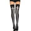 Music Legs Gothic cross thigh hi, One Size Black/White