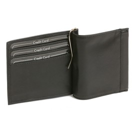 LEAS Dollar/Money Clip Geldscheinklammer extra dünn mit Schnapp-Kleingeldfach Echt-Leder, schwarz Special Edition