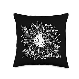 Smarty Pants Designs in a World Full of Roses be a Sunflower, Inspirational Throw Pillow, 16x16, Multicolor