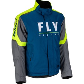 Fly Racing Outpost Jacket Blue/Hi-Vis Small | Snowmobile Warmth & Windrproof