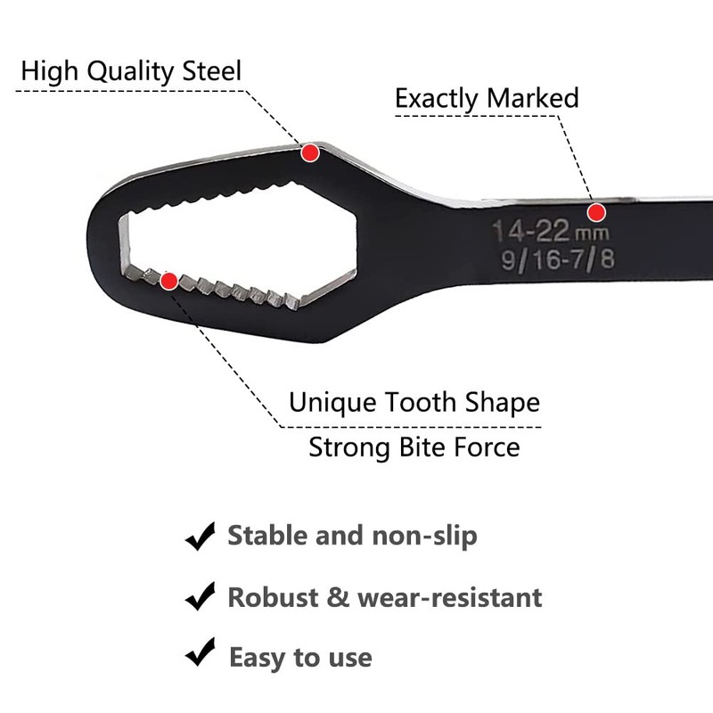 Saipe 2pcs Multifunctional Wrench Set Self Adjustable Wrench Universal Double