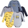 Hudson Baby Unisex Baby Cotton Long-Sleeve Bodysuits Construction 5-Pack, 9-12