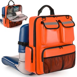 XINTREY Boat Seat Organizer Bag Waterproof Boat Back Seat Carrying Bag Storage Backpack for Life Jacket, Swimsuit, Boating Accessories (Orange)