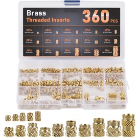 BATINO 360 Stück Gewindeeinsatz, M2 M2.5 M3 M4 M5 M6 Gewindeeinsätze 3D Druck Einschmelzgewinde Einpressmuttern Messing Gewindebuchsen Rändelmuttern für 3D Druckteile Kunststoffteiledurch