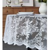 LinenZone Beautiful Round Lace Tablecloth with Elegant Scalloped Bottom for