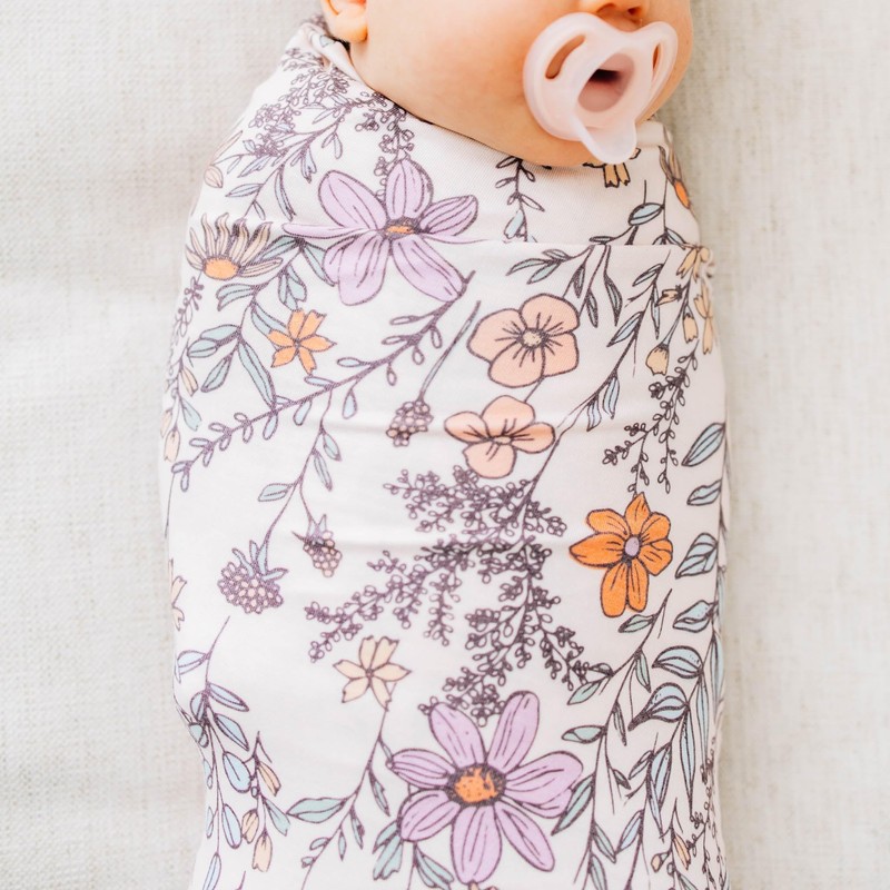 Large Premium Knit Baby Swaddle Receiving Blanket Flora by Copper
