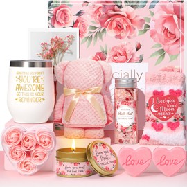 Birthday Gifts for Women, Rose Bath Spa Gifts Baskets Care Package Self Care Gifts Relaxation Gifts Pink Romantic Anniversary I Love You Gifts Mothers Day Gifts for Mom Women Her Friends Wife Sister