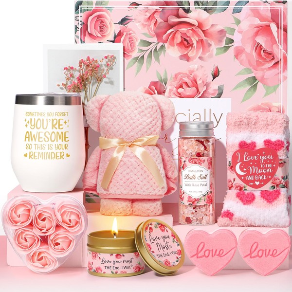 Birthday Gifts for Women, Rose Bath Spa Gifts Baskets Care