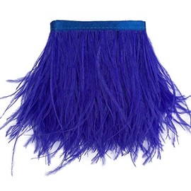 Sowder Ostrich Feather Trim Fringe Sewing Ribbon for Wedding Crafts Costumes Decoration DIY 2 Yards 3-4inch Width(Royal Blue)