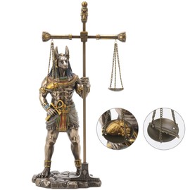 Veronese Design 13" Anubis Weighing The Heart On Scale Resin Sculpture Bronze Finish Egyptian Statue