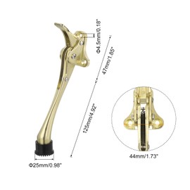 sourcing map Kickdown Door Stop, One Touch Kickdown Door Stopper Holder with Non-Slip Rubber Tip and Screws, 6-Inch Metal Door Kickstand for Bottom of Door, Gold