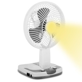 Technical Pro (Qty 4 Adventure Series Rechargeable Desk/Wall Fan with LED Work Lamp, Adjustable tilt & Super-bright LED Lamp