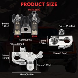 AL3Z-14526-AA 250Amp/125Amp Battery Fuselink Fuse w Nuts Compatible with 2011-2014 Ford F150 Include Battery Fuse and Positive & Negative Battery Terminal Clamps BT4Z-14450-AA