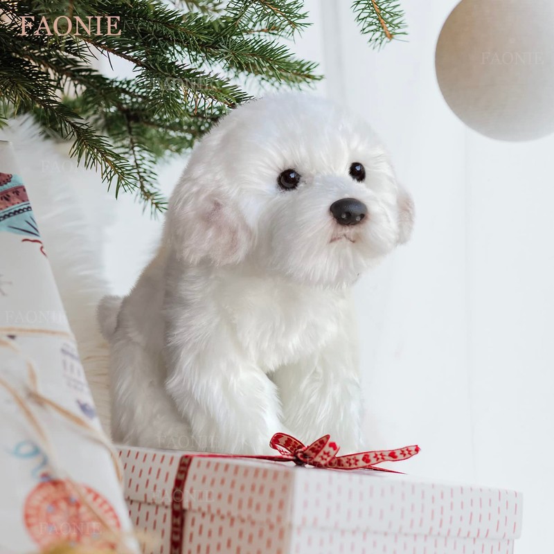 14 Inch Maltese Stuffed Animal, Realistic Dog Plush, Lifelike Stuffed