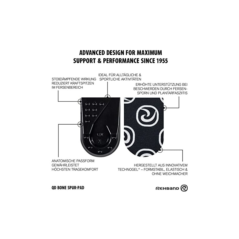 Rehband Heel Spur Gel Inserts, 1 Pair, Heel Wedge for