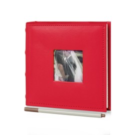 RECUTMS Small Photo Album 4x6 100 Photos Leather Cover with Writing Space, Pictures Book Hold 100 Vertical Photos for Wedding Family Baby Vacation (Red)