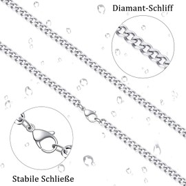 Johiux Men's Silver Necklace, Cuban Silver Chain, 45 cm Length, Stainless Steel Chain, Men's Silver Chain, Men's Curb Chain, Men's Silver Gift for Men and Women, Stainless Steel