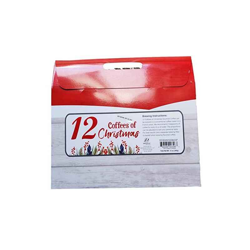 12 Gourmet Coffees of Christmas Holiday Gift Set