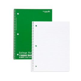 Blue Summit Spiral Notebook, College Ruled, 70 Sheets – 1 Subject, 3 Hole Sheets with Perforation, 5 Color Assortment Notebooks (12 Notebooks)