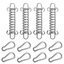 JINJUMEI Pack of 4 Tension Spring Awning with 8 Carabiners, Awning Attachment, Stainless Steel Tension Spring Springs for Camping Tent Awning and Outdoor Use