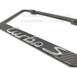 License Plate Frame Shop 1x TURBO S" 3D Emblem Real 3K TwillWeave CARBON FIBER License Plate Frame Holder