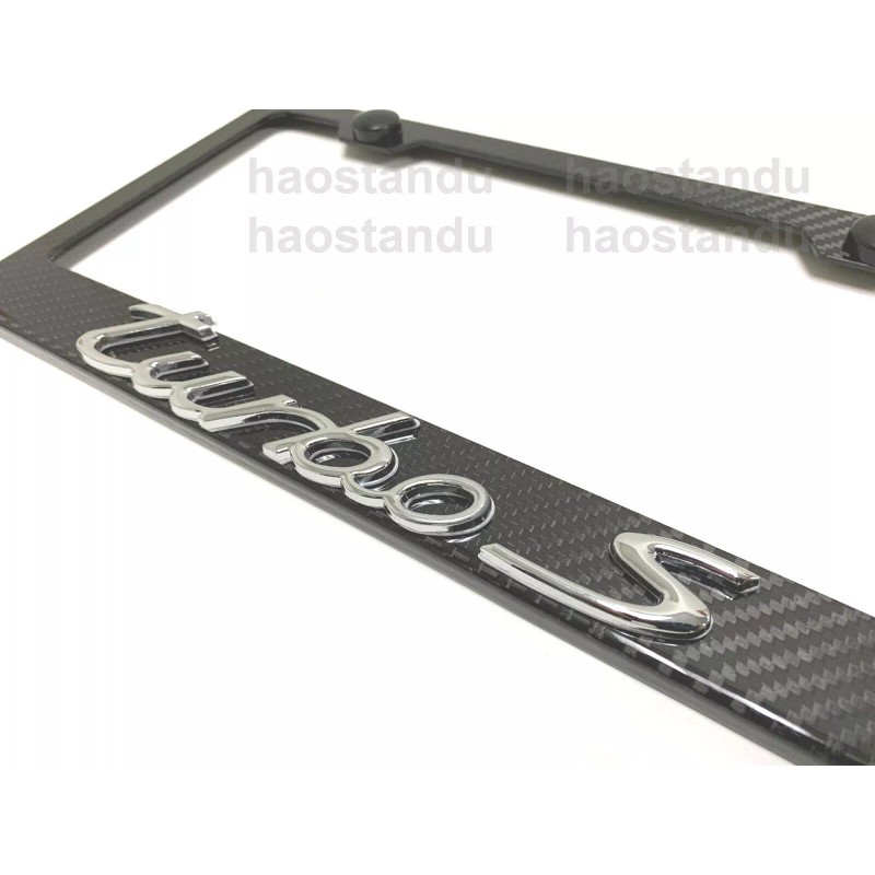 License Plate Frame Shop 1x TURBO S" 3D Emblem Real