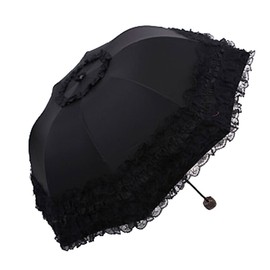 Honeystore Princess Lace Ultraviolet-Proof Folding Umbrella Anti-uv Dome Parasol Style1 Black