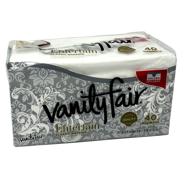 Vanity Fair Dinner Napkins, Pre Folded, 40 CT Silver (4)