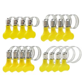 16-Piece Adjustable Stainless Steel Hose Clips Clamp 4Sizes 16/25/32/44mm with PVC Handle Range Garden Hose Clamp for Securing Home Gas Flexible Connections Hose Clip