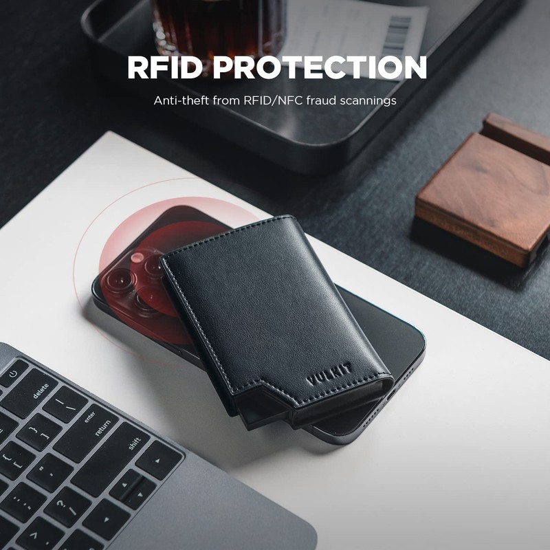 VULKIT Cartera para Hombre Minimalista Pop-Up Tarjetero RFID Bloqueo Cierre