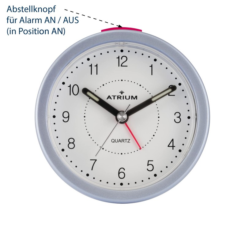 Atrium moderner Design Wecker Analog Quarz ohne Ticken mit Licht