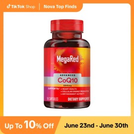MegaRed Health High-content Coenzyme Q10 Soft Capsule for Staying Up Late to Protect Heart and Myocardium 200mg*90 Pills/60Pills/30Pills Fathersdaygift Supplement Edible Vitamin Healthcare Dietary