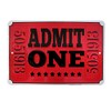 Admit One Red Movie Theatre Ticket Metal Sign Home Theater