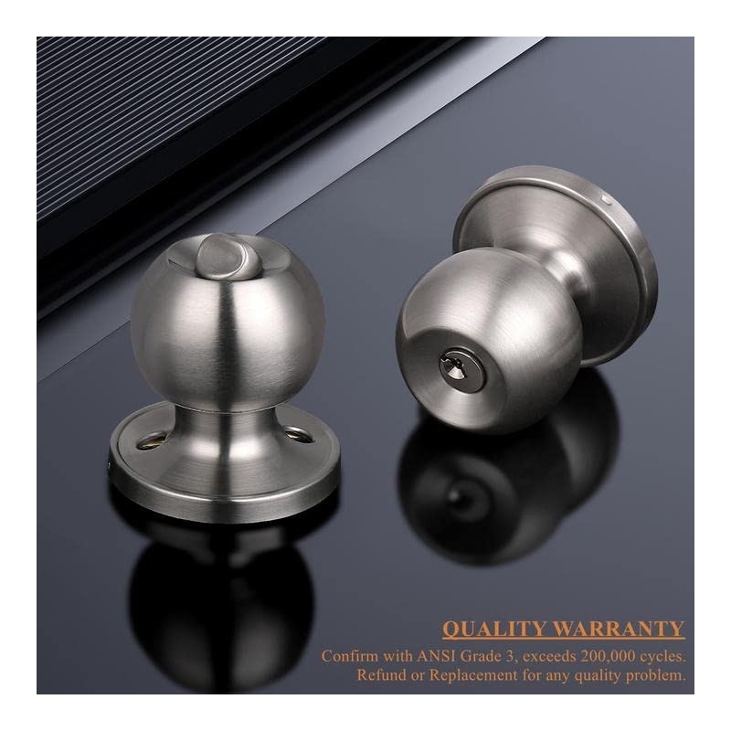 Probrico Satin Nickel Entry Door Knob and Double Cylinder Deadbolt