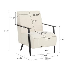 Christopher Knight Home Nadine Iron Accent Chair, Upholstered Club Chair, Thick Cushion Armchair, Spacious Single Sofa, Comfort Seating Reading 1 Seater Couch for Living Room Reading Home, Beige